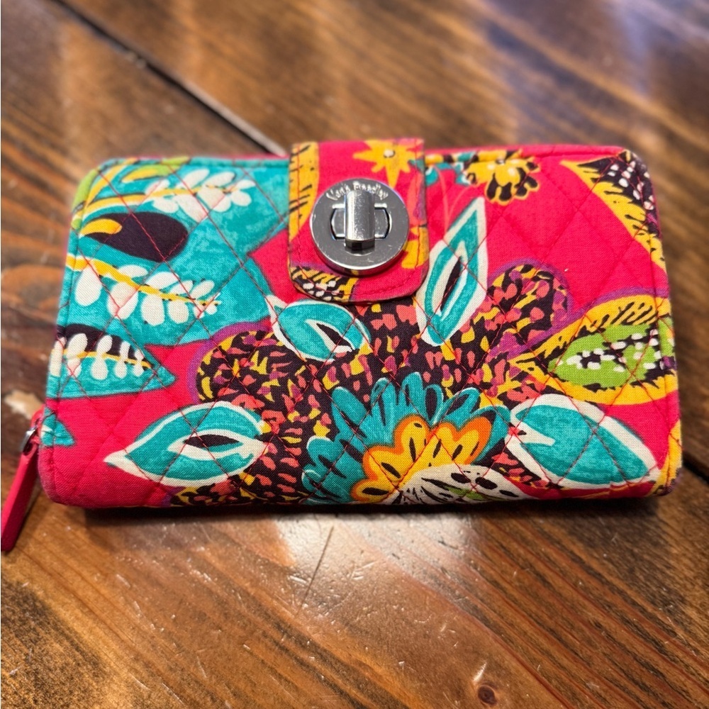 Vera Bradley Multicolor Patterned Wallet Red/turquoise metal clip Never used